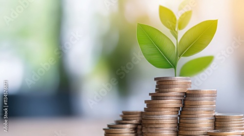 A stack of coins and a leaf on top of them photo