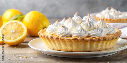 Delicious lemon pie topped with fluffy whipped cream, lemon pie, dessert, delicious, sweet, tangy, citrus, baked, homemade, pastry
