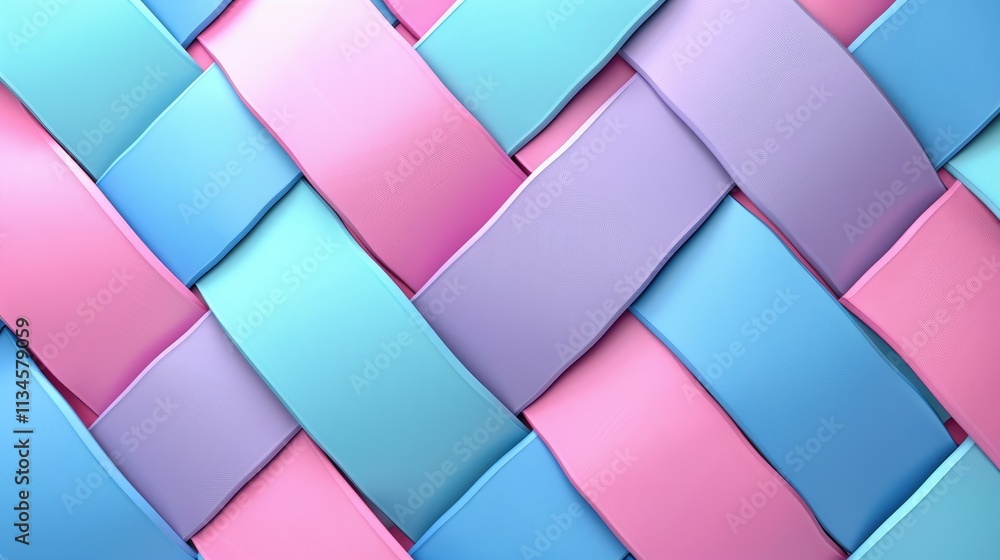 A colorful woven pattern featuring pastel shades of blue, pink, and purple. A colorful woven pattern featuring pastel shades of blue, pink, and purple.