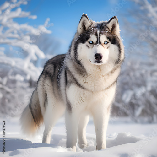 Majestic Alaskan Malamute on a Snowy Landscape: A Testament to the Haunting Beauty of Alaska's Wild