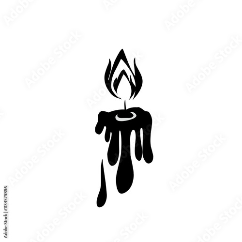 Candles with fire silhouette Vector