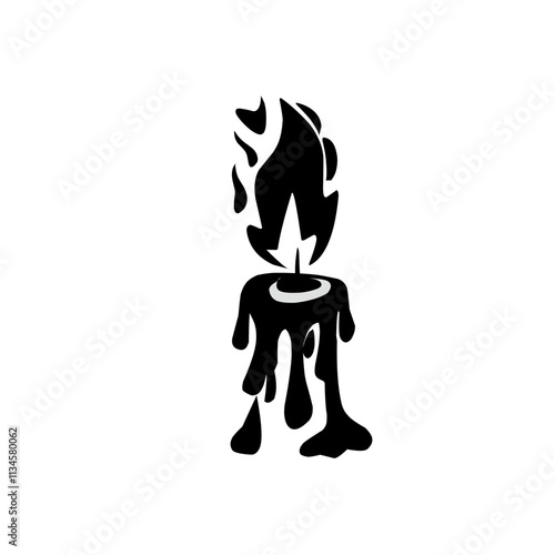 Candles with fire silhouette Vector