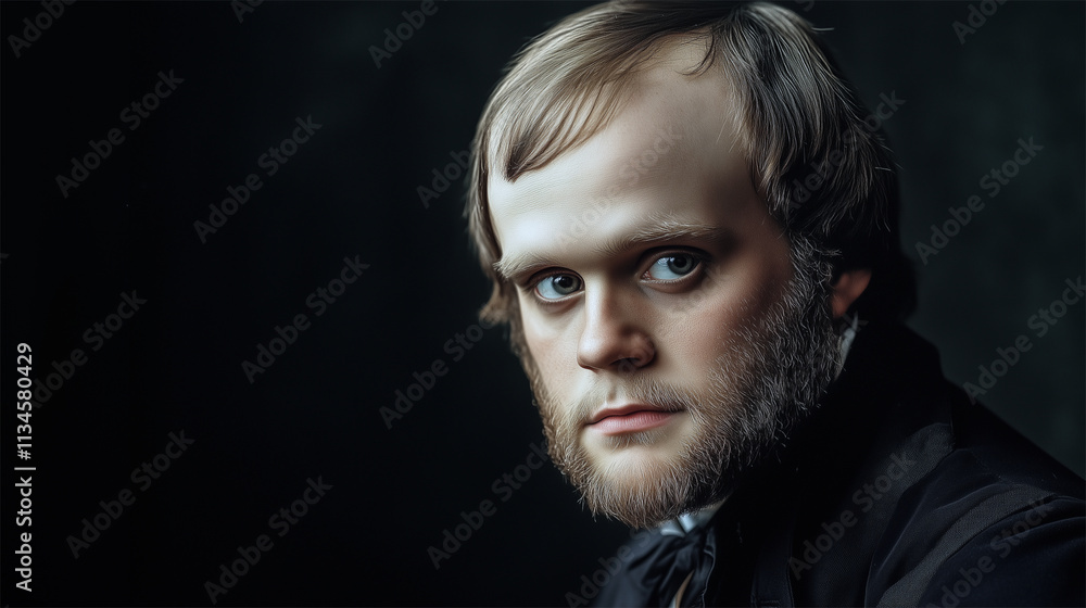 Portrait of young Charles Darwin based on 1838-1840 engraving, detailed recreation
Portrait of young Charles Darwin based on 1838-1840 engraving, detailed recreation