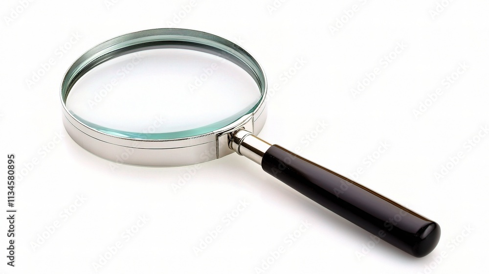 Magnifying Glass on a White Background for Analytical Purposes Magnifying Glass on a White Background for Analytical Purposes