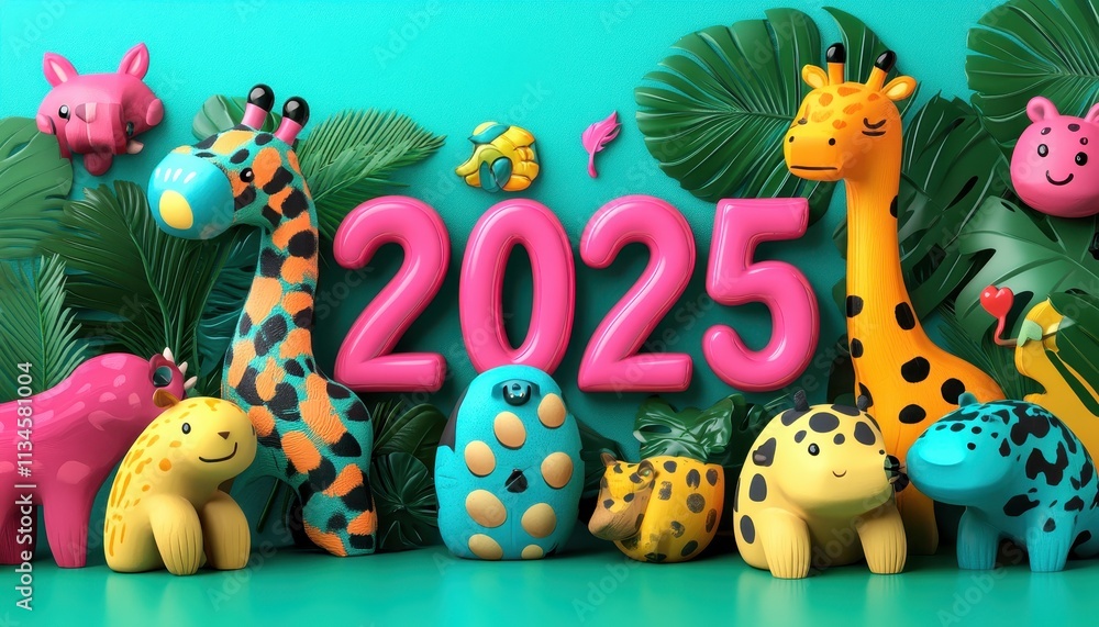 Obraz premium Tropical Animals Celebrate Twenty Twenty Five