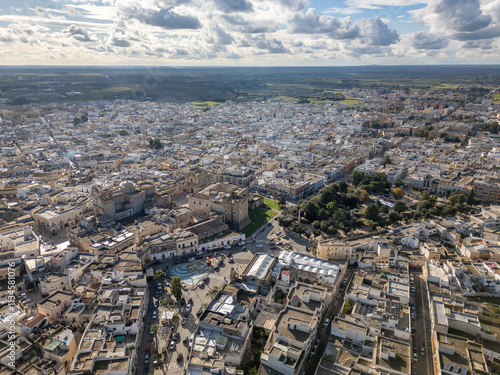 Konstfotografi Aerial drone view of the southern Italian town of Mesagne in Puglia