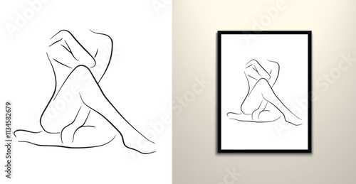 undressed sitting women illustration