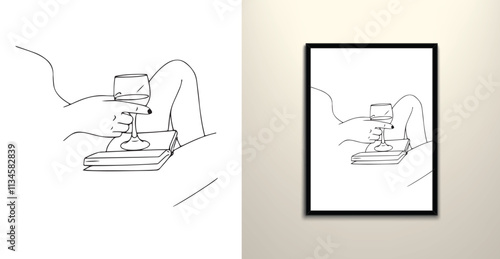 Holding wine glass on naked legs 