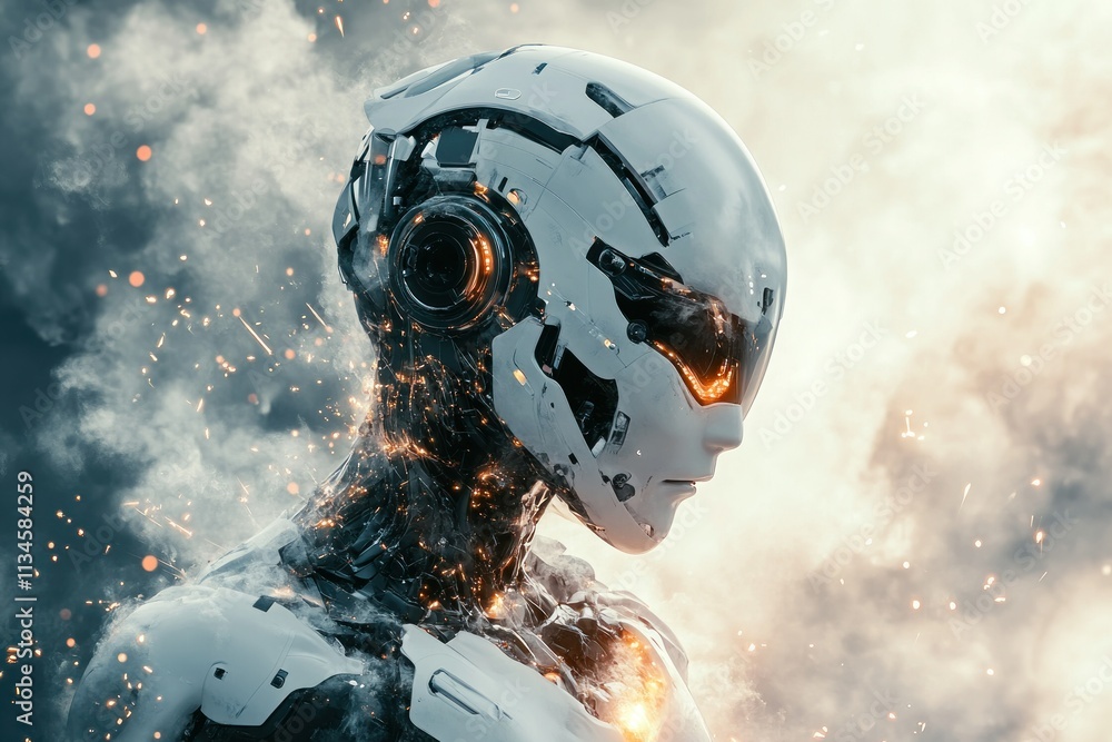 Futuristic Robot Portrait with Glowing Features Futuristic Robot Portrait with Glowing Features