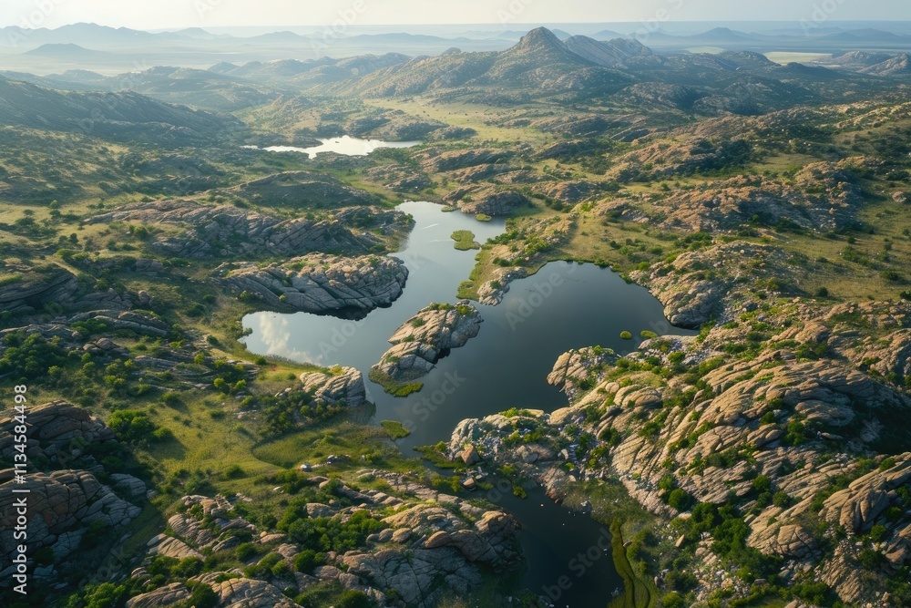 Pixel Perfect Picture of Aerial View of Wichita Mountains, Oklahoma, with Rugged Terrain Pixel Perfect Picture of Aerial View of Wichita Mountains, Oklahoma, with Rugged Terrain