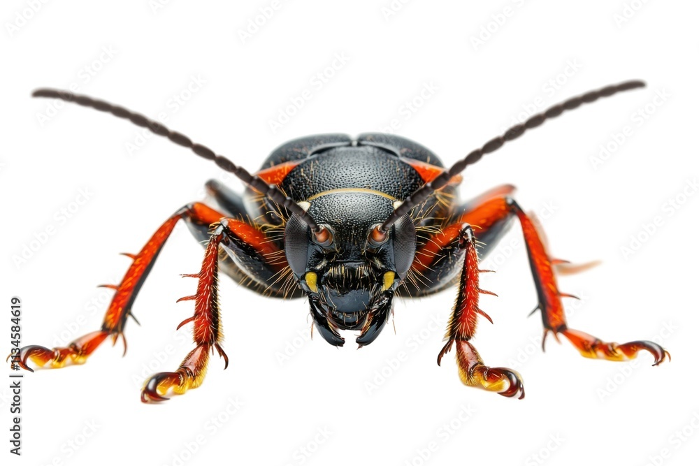 Fototapeta premium Nuisance insect disrupts focus on isolated workstation close-up view
