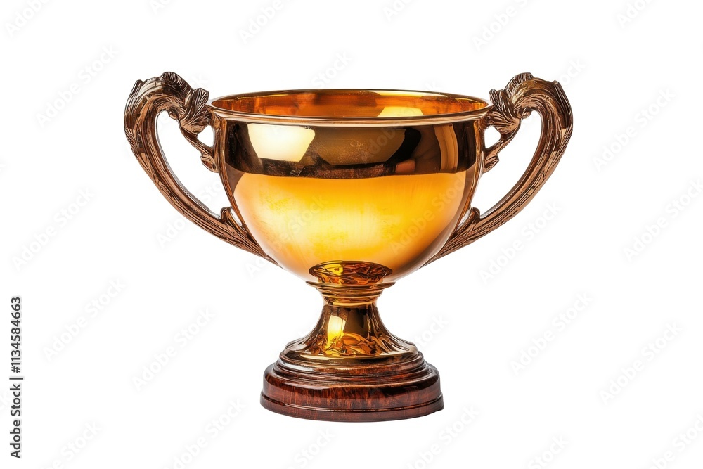 Achievement showcase shiny golden trophy against isolated background Achievement showcase shiny golden trophy against isolated background