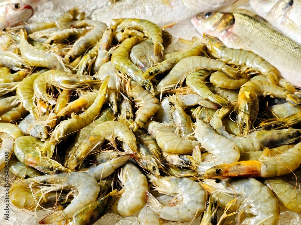 Raw shrimps and fishes, shrimps are a crustacean (a form of shellfish) with an elongated body and a primarily swimming mode of locomotion, Caridea or Dendrobranchiata of decapod order Raw shrimps and fishes, shrimps are a crustacean (a form of shellfish) with an elongated body and a primarily swimming mode of locomotion, Caridea or Dendrobranchiata of decapod order