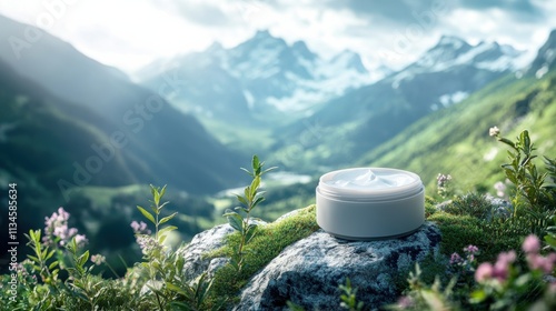 Swiss anti-pollution creams protecting skin with alpine plant extracts photo