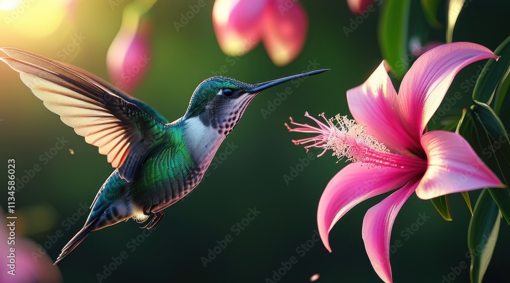Fototapeta premium Hummingbird and Exotic Flower