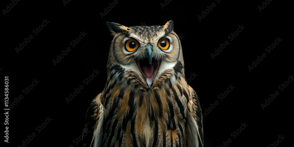 Obraz premium Majestic owl with wide open beak
