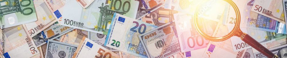 Two leading currencies - dollar and euro bills for desing Two leading currencies - dollar and euro bills for desing