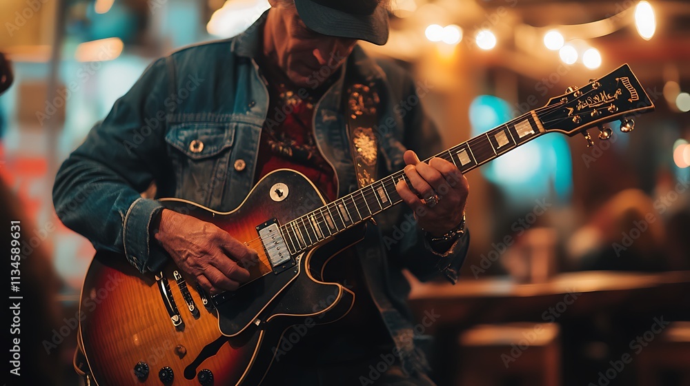 Fototapeta premium Musician Playing a Vintage Electric Guitar