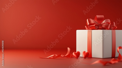 Wallpaper Mural Valentine's day gift box romantic setting digital art red background close up love concept Torontodigital.ca