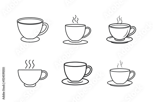 tea cup icon line art vector illustration