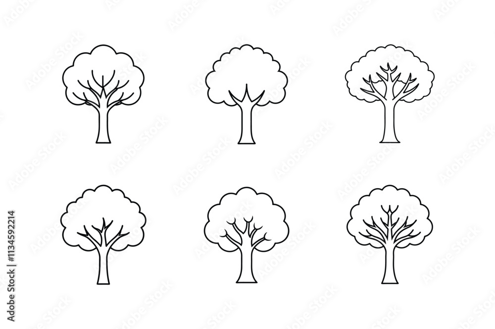 tree line art vector illustration tree line art vector illustration