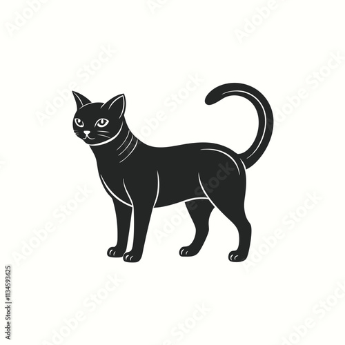 minimalist design featuring a sleek black icon, Black silhouette on white background