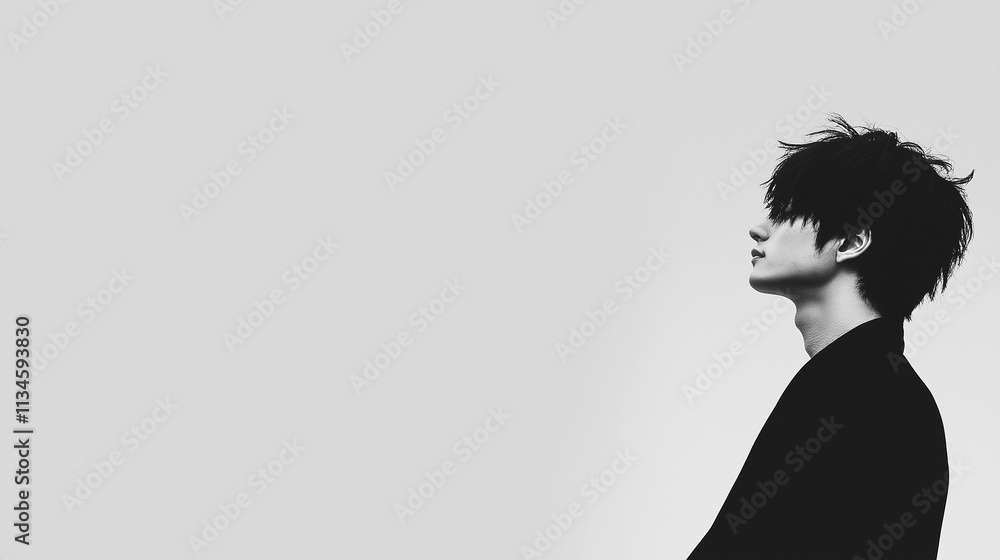 Minimalist Black and White Portrait of a Man Minimalist Black and White Portrait of a Man