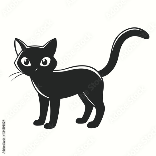 minimalist design featuring a sleek black icon, Black silhouette on white background