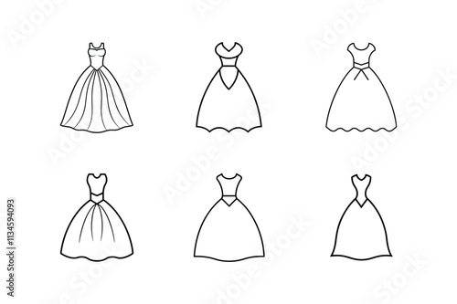 wedding dress icon line art vector illustration