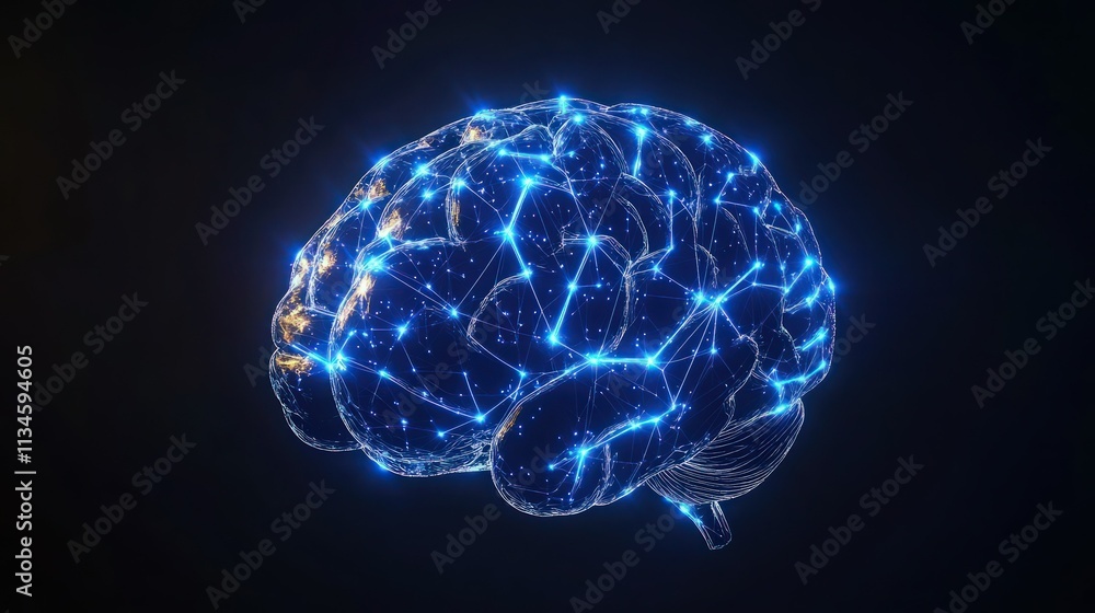 An AI-inspired digital brain glowing with vivid blue neural pathways and sparkling connection points. An AI-inspired digital brain glowing with vivid blue neural pathways and sparkling connection points.