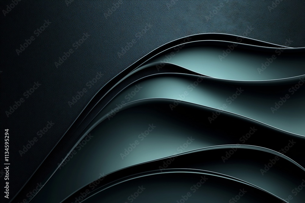 Fototapeta premium Mesmerizing Abstract Dark Wavy Shapes Background with Smooth Flowing Curves and Gradients in Monochrome Palette