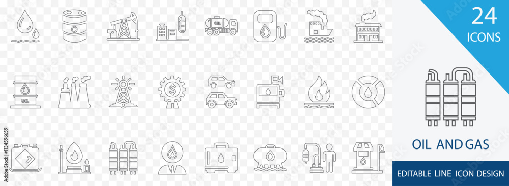 Oil and Gas modern icon set. CONTAINING pipeline, petroleum, OIL BARREL, GAS STATION, FRACKING, GAS PUMP and more stroke icons Oil and Gas modern icon set. CONTAINING pipeline, petroleum, OIL BARREL, GAS STATION, FRACKING, GAS PUMP and more stroke icons
