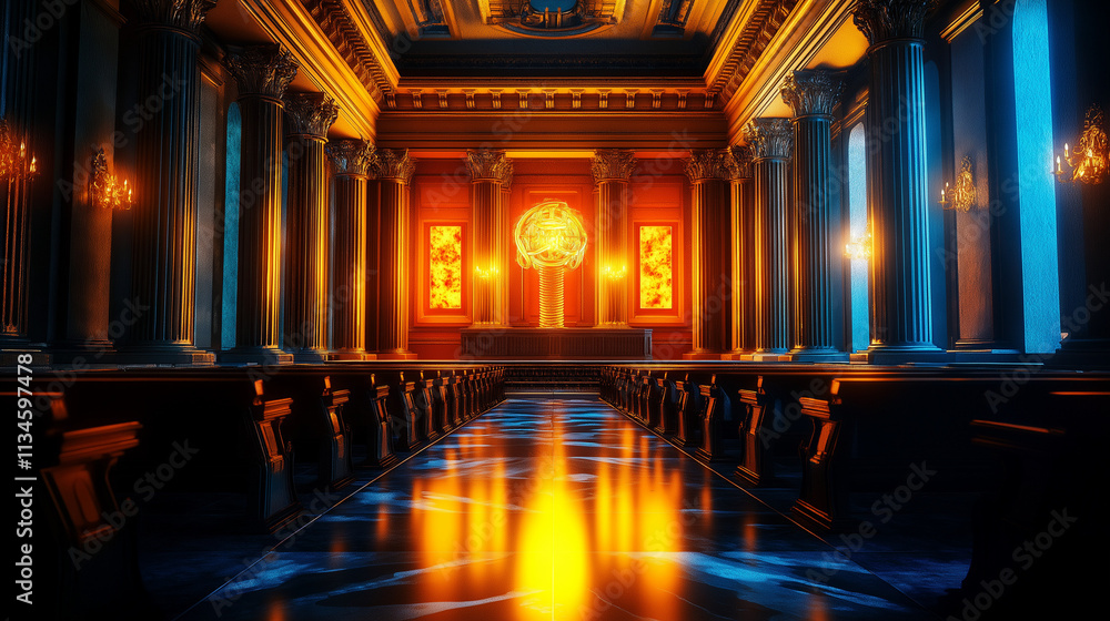 Obraz premium Exploring the ethics of artificial intelligence and bias in architectural spaces virtual reality modern design interior