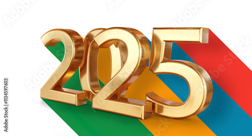 year 2025 golden metallic g...