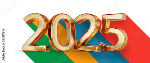 year 2025 golden metallic g...