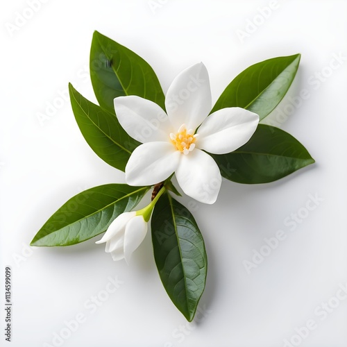 White flower of jasmine on white background 3d illustration