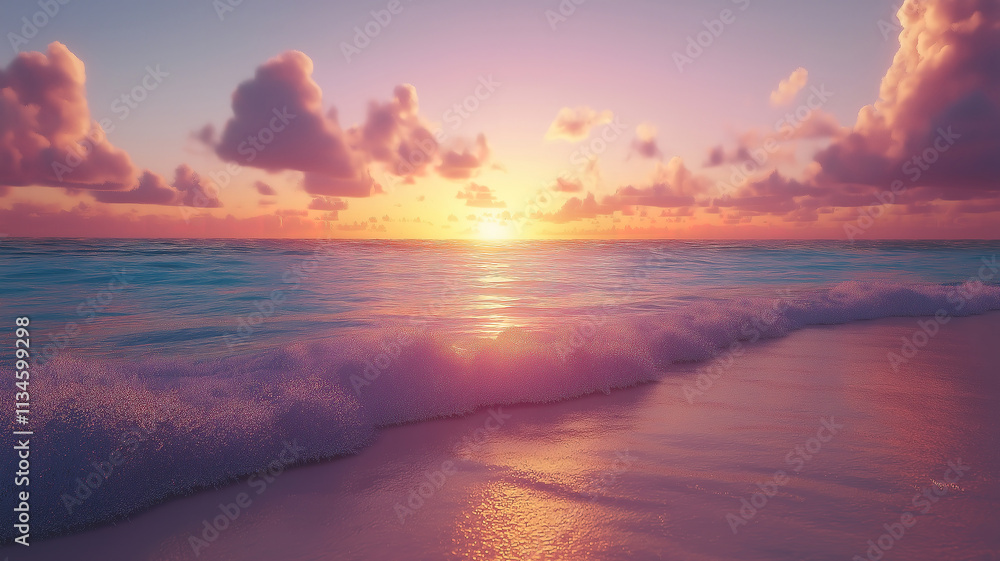 Cancun beach at sunrise with colorful skies and calm waves, perfect for a morning escape Cancun beach at sunrise with colorful skies and calm waves, perfect for a morning escape