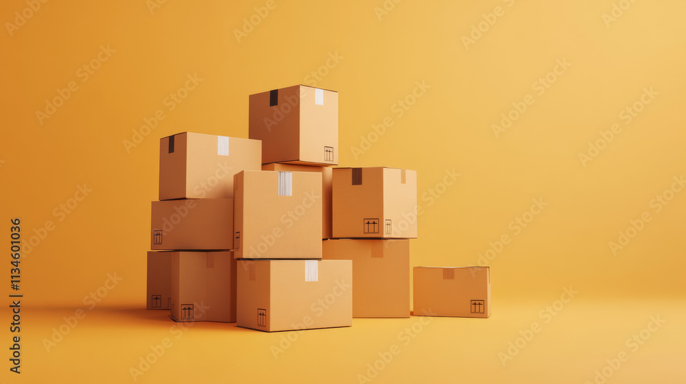 3d cardboard parcel box for package delivery vector icon. Isolated open brown carton empty gift pack. Warehouse closed paper cargo stack with tape. Container pile for distribution mockup design 3d cardboard parcel box for package delivery vector icon. Isolated open brown carton empty gift pack. Warehouse closed paper cargo stack with tape. Container pile for distribution mockup design