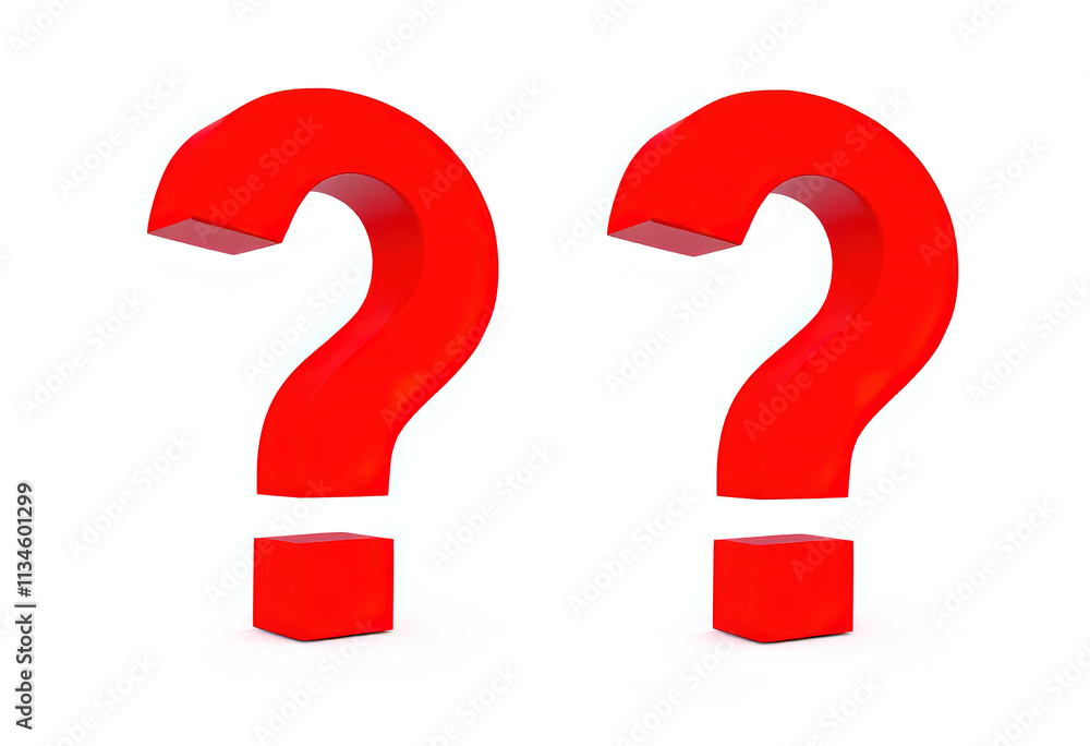 Two Red Question Marks Against a White Background Two Red Question Marks Against a White Background