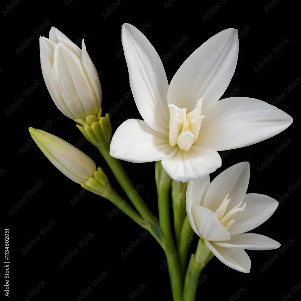 White Tuberose flower and window with sun light copy space blurred green wall background White Tuberose flower and window with sun light copy space blurred green wall background