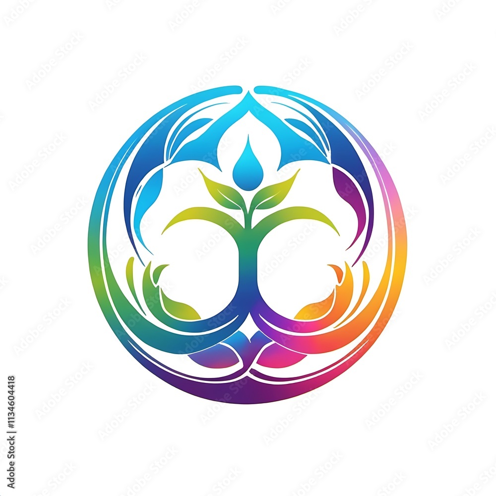 Vibrant Tree of Life Logo: A captivating circular emblem featuring a stylized tree of life, bursting with vibrant rainbow colors. Perfect for wellness, nature. Vibrant Tree of Life Logo: A captivating circular emblem featuring a stylized tree of life, bursting with vibrant rainbow colors. Perfect for wellness, nature.