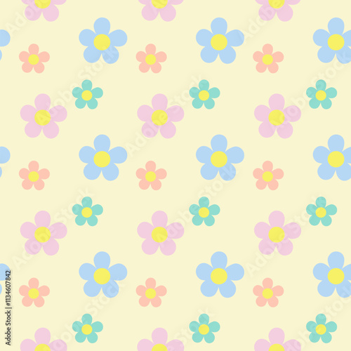 Wallpaper Mural seamless pattern with sweet pastel flowers. Torontodigital.ca