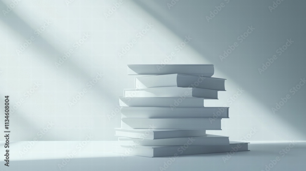 Layered paper cutouts of books on soft gradient background Layered paper cutouts of books on soft gradient background