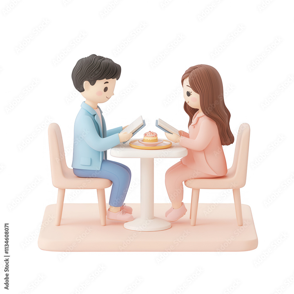 A couple enjoys dessert together, showcasing love and connection in a cozy setting., isolated on a transparent background. A couple enjoys dessert together, showcasing love and connection in a cozy setting., isolated on a transparent background.