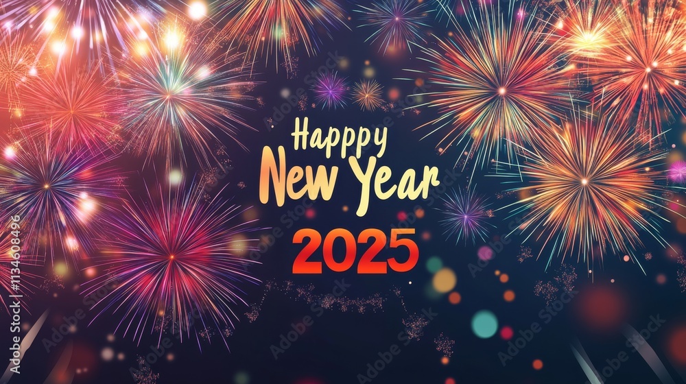 Dynamic Fireworks Display for Happy New Year 2025 Dynamic Fireworks Display for Happy New Year 2025
