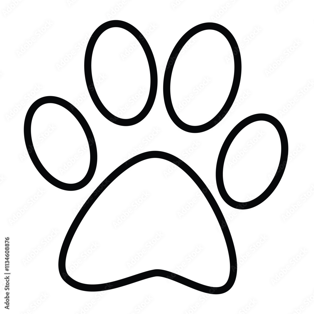 Cute cartoon vector dog paw outline. Cute cartoon vector dog paw outline.