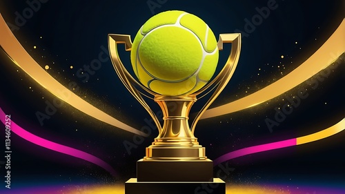 A Golden Tennis Trophy with a Tennis Ball Atop