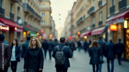 Wallpaper Mural A crowd of people walking along the road of a city street Torontodigital.ca