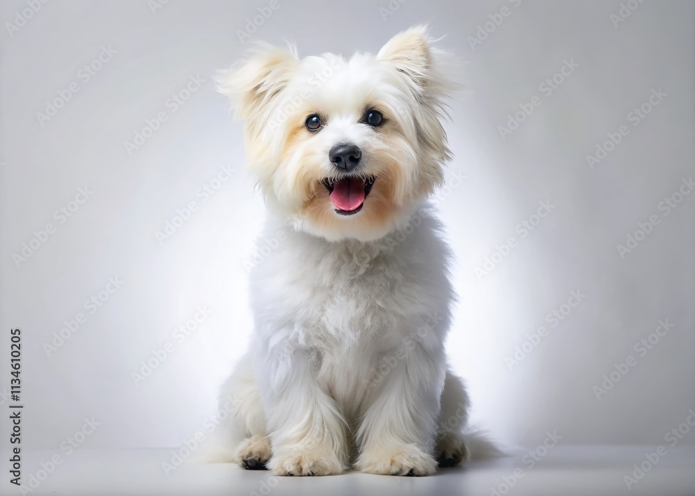 Adorable White Dog on a Clean Background, Perfect for Pet Lovers and Animal Enthusiasts, Ideal for Stock Photography Needs in Various Projects and Marketing Materials Adorable White Dog on a Clean Background, Perfect for Pet Lovers and Animal Enthusiasts, Ideal for Stock Photography Needs in Various Projects and Marketing Materials