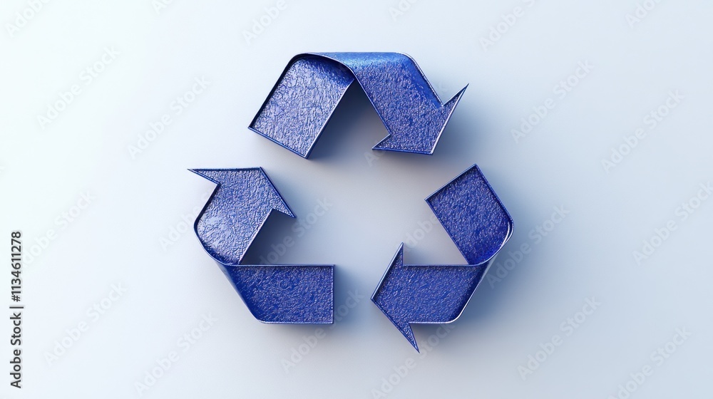 Textured blue recycling symbol represents eco friendly practices and the importance of sustainability Textured blue recycling symbol represents eco friendly practices and the importance of sustainability